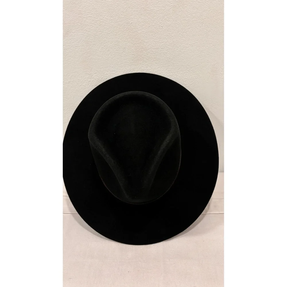 Goorin Bros Mens Black 100% Wool Wide Brim Fedora Hat Made in USA Large